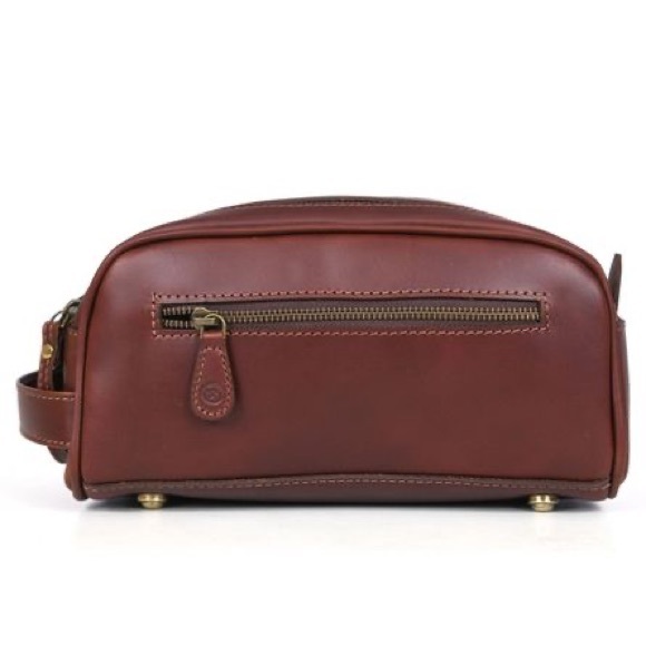 Aaron Leather Goods Leather Travel Toiletry Bag, Walnut Brown - NEW - Picture 2 of 10